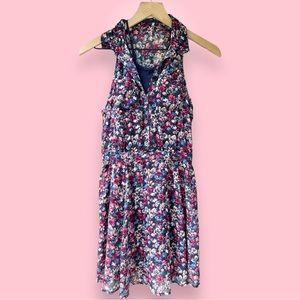 Hollister Sleeveless Shirt Dress Collared Button Down Shirtdress XS Ditsy Mini